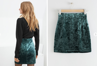 Fitted Velour Mini Skirt